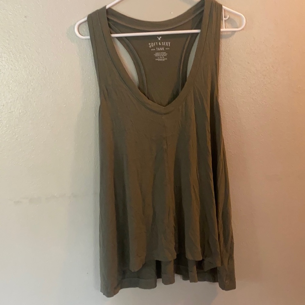 American Eagle V-neck tank top in sage green color size large